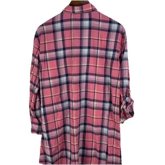 Lauren Ralph Lauren pink plaid tunic length button down shirt dress size Small - Picture 8 of 8